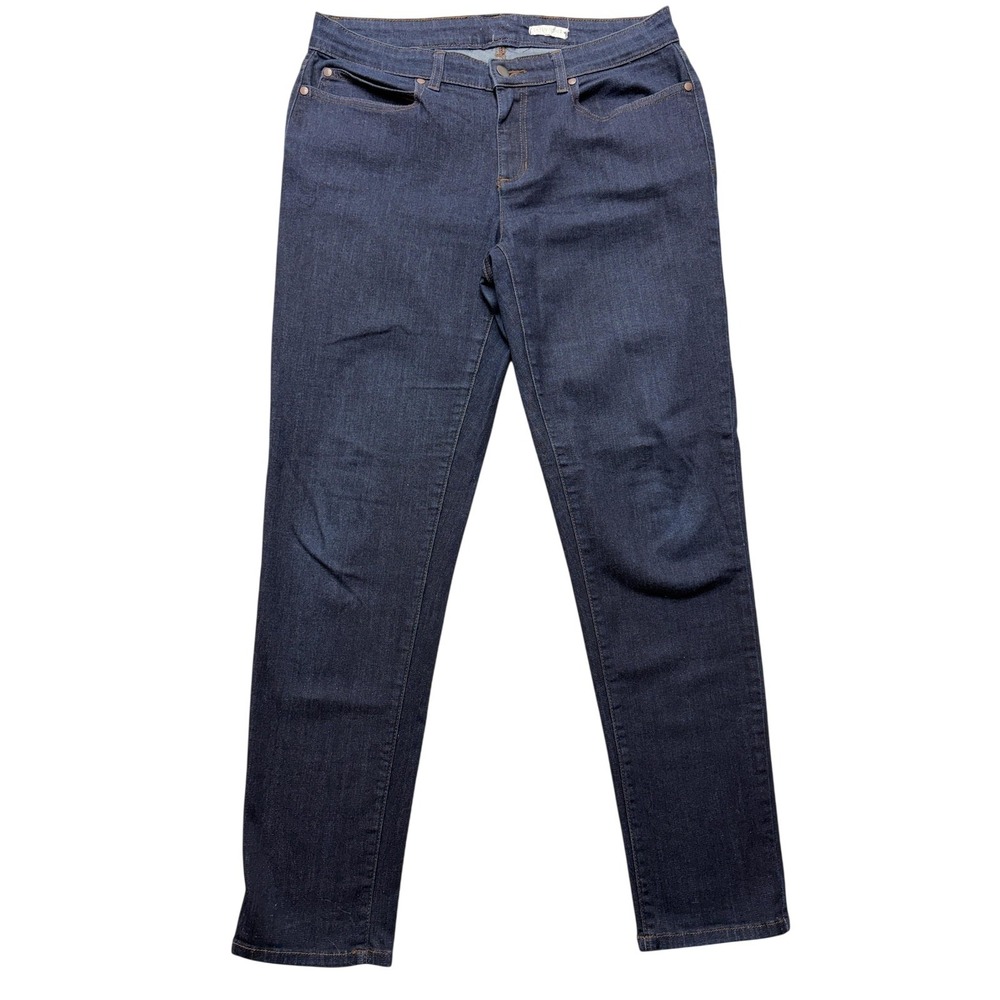 Eileen Fisher Jeans Womens 33x26.5 Blue Dark Wash Slim Straight Stretch Denim